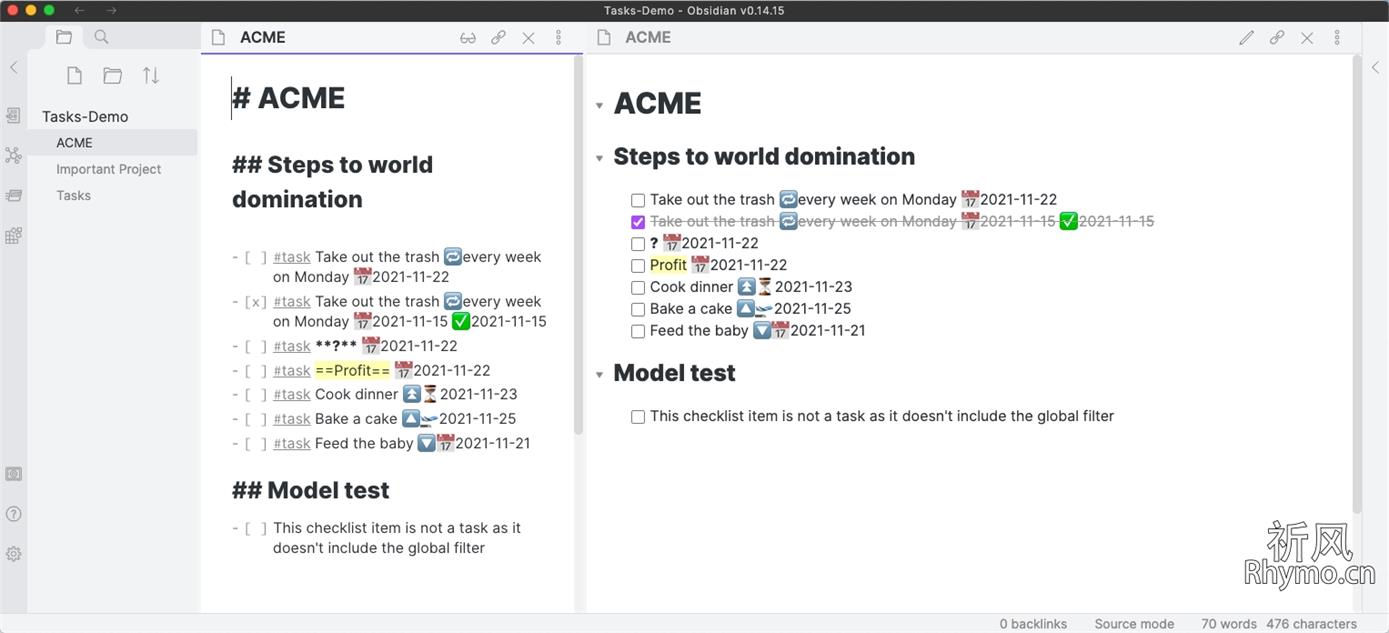 Obsidian Tasks任务管理插件 中文镜像