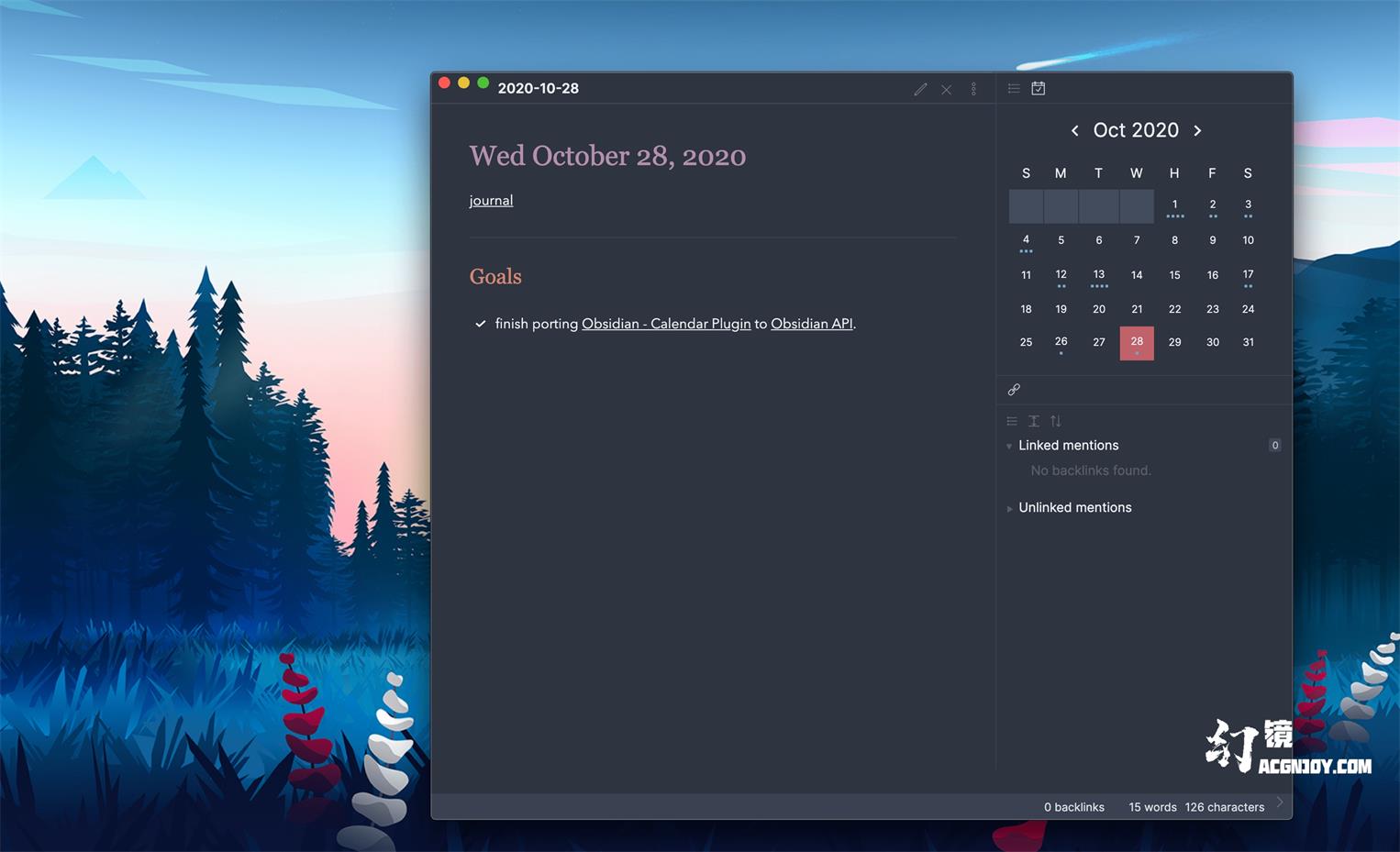 calendar Obsidian 的简单日历小部件 国内镜像